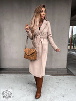 Polo Collar Woolen Trench Coat - QH Clothing