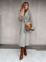 Polo Collar Woolen Trench Coat - QH Clothing