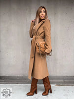 Polo Collar Woolen Trench Coat - QH Clothing