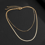 Fashionable simple double-layer flat snake chain design punk style all-match necklace - QH Clothing