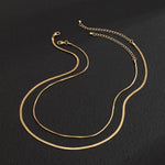 Fashionable simple double-layer flat snake chain design punk style all-match necklace - QH Clothing