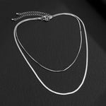 Fashionable simple double-layer flat snake chain design punk style all-match necklace - QH Clothing