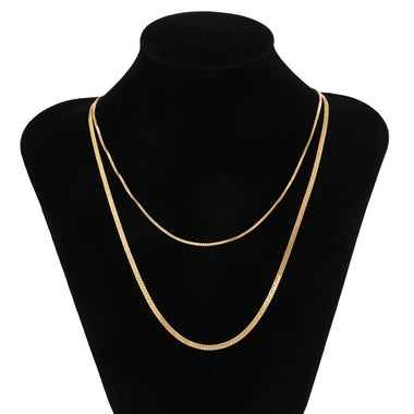 Fashionable simple double-layer flat snake chain design punk style all-match necklace - QH Clothing