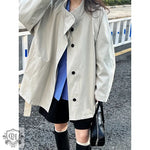 Spring Trench Coat with Stand Collar - QH Clothing