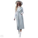 Trendy Woolen Coat Autumn Winter Slim Fit Slimming Fashionable Women Blue Coat - Quality Home Clothing| Beauty