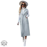 Trendy Woolen Coat Autumn Winter Slim Fit Slimming Fashionable Women Blue Coat - Quality Home Clothing| Beauty