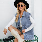 Trendy Denim Sleeveless Vest - Clothing