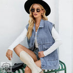 Trendy Denim Sleeveless Vest - Clothing