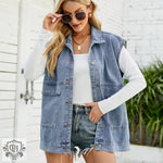 Trendy Denim Sleeveless Vest - Clothing