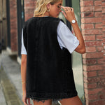 Trendy Sleeveless Denim Vest - Clothing