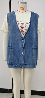 Trendy Sleeveless Denim Vest - Clothing