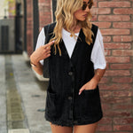 Trendy Sleeveless Denim Vest - Clothing