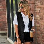 Trendy Sleeveless Denim Vest - Clothing