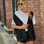 Trendy Sleeveless Denim Vest - Clothing