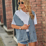 Trendy Sleeveless Denim Vest - Clothing