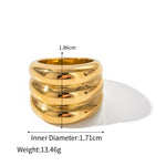 18K gold trendy and fashionable three-layer design simple style ring - QH Clothing