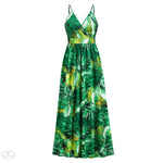 Women  Bohemian Printed Maxi Dress Sexy V neck Strap Dress - Quality Home Clothing| Beauty