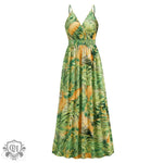 Women  Bohemian Printed Maxi Dress Sexy V neck Strap Dress - Quality Home Clothing| Beauty