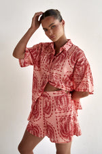 Tropical Print Top & Shorts Set - Clothing