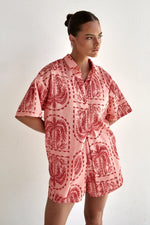 Tropical Print Top & Shorts Set - S / Red Printed-Suit - Clothing