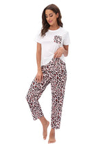 Home Wear Pajamas Two Piece Set Short Sleeve Trousers Suit Leopard Print Tie Dye - Quality Home Clothing| Beauty