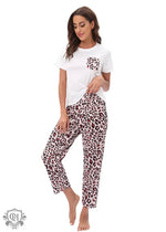 Home Wear Pajamas Two Piece Set Short Sleeve Trousers Suit Leopard Print Tie Dye - Quality Home Clothing| Beauty