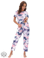 Home Wear Pajamas Two Piece Set Short Sleeve Trousers Suit Leopard Print Tie Dye - Quality Home Clothing| Beauty