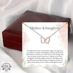 "Love Eternal: Two-Tone Interlocking Heart Necklace in Gift Light Box" -  QH Clothing