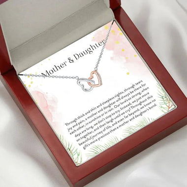 "Love Eternal: Two-Tone Interlocking Heart Necklace in Gift Light Box" -  QH Clothing