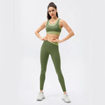 High Strength Sports Suit Women One Piece Workout Bra Non Embarrassing Line High Waist Trousers Nude Feel Yoga Two Piece Suit - Quality Home Clothing| Beauty