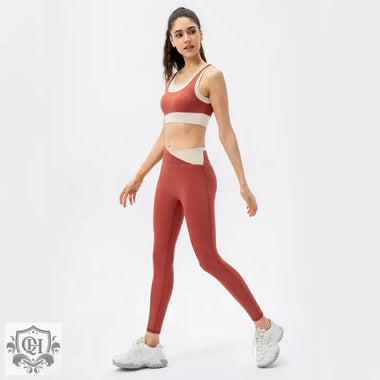 High Strength Sports Suit Women One Piece Workout Bra Non Embarrassing Line High Waist Trousers Nude Feel Yoga Two Piece Suit - Quality Home Clothing| Beauty