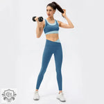 High Strength Sports Suit Women One Piece Workout Bra Non Embarrassing Line High Waist Trousers Nude Feel Yoga Two Piece Suit - Quality Home Clothing| Beauty