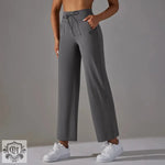 Sports Drawstring Wide Leg Pants Loose Nude Feel Trousers High Waist Double-Sided Pocket Fitness Yoga Pants - Quality Home Clothing| Beauty