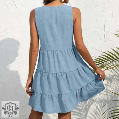 V-Neck Button Sleeveless Vest Dress - Quality Home Clothing | Beauty