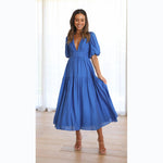 Summer V-Neck Ruffled Maxi Dress - QH Clothing