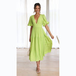 Summer V-Neck Ruffled Maxi Dress - QH Clothing