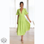 Summer V-Neck Ruffled Maxi Dress - QH Clothing