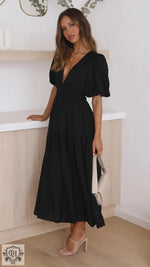 Summer V-Neck Ruffled Maxi Dress - QH Clothing