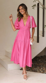 Summer V-Neck Ruffled Maxi Dress - QH Clothing