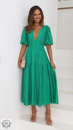 Summer V-Neck Ruffled Maxi Dress - QH Clothing