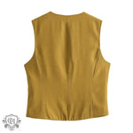 V-Neck Sleeveless Button Vest - Clothing