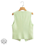 V-Neck Sleeveless Vest & Straight Leg Trousers - Clothing