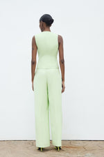 V-Neck Sleeveless Vest & Straight Leg Trousers - Clothing