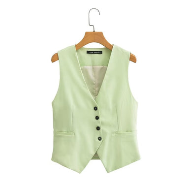 V-Neck Sleeveless Vest & Straight Leg Trousers - Clothing