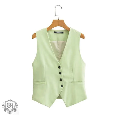 V-Neck Sleeveless Vest & Straight Leg Trousers - Clothing