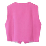 V-Neck Solid Buttoned Vest - Clothing