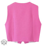 V-Neck Solid Buttoned Vest - Clothing