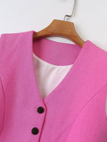 V-Neck Solid Buttoned Vest - Clothing