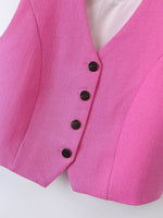 V-Neck Solid Buttoned Vest - Clothing