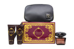 Ornate purple and gold Versace Crystal Noir gift set with cosmetics products